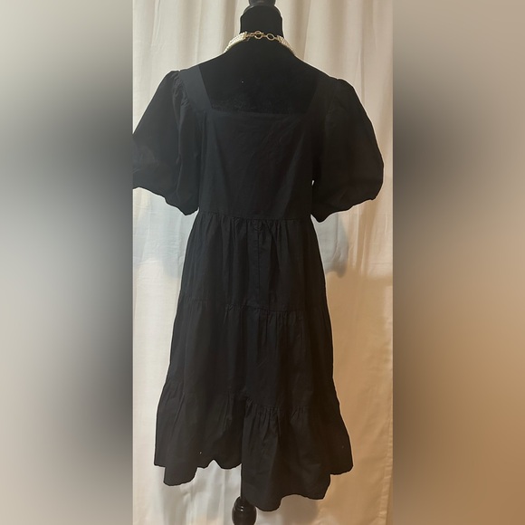 Macy's Black Dress with Puff Sleeves - Picture 5 of 7
